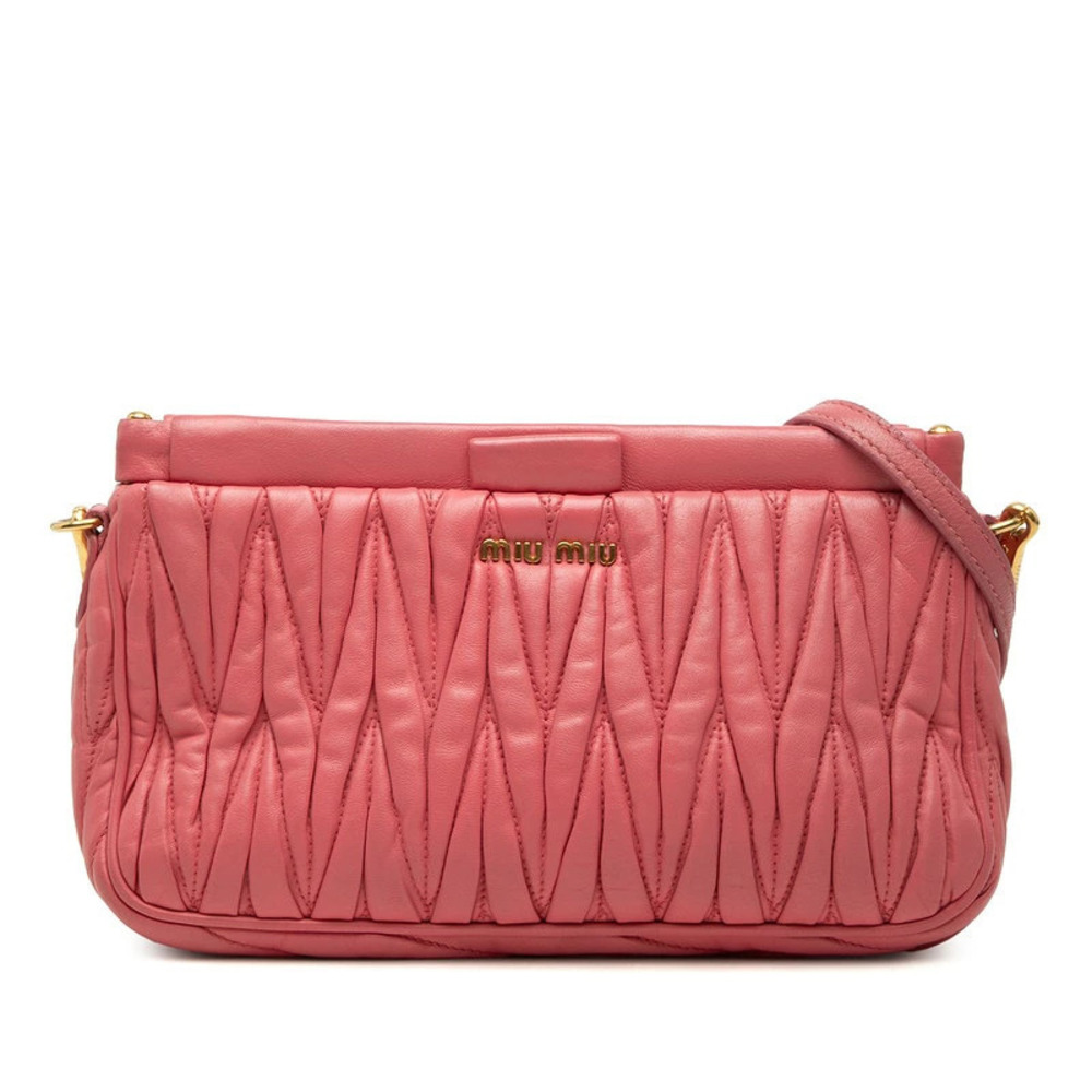 Miu Miu pink Matelasse nappa leather shoulder bag chevron quilting